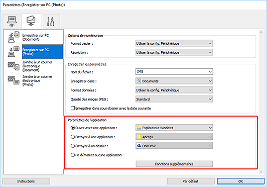figure : boîte de dialogue Paramètres